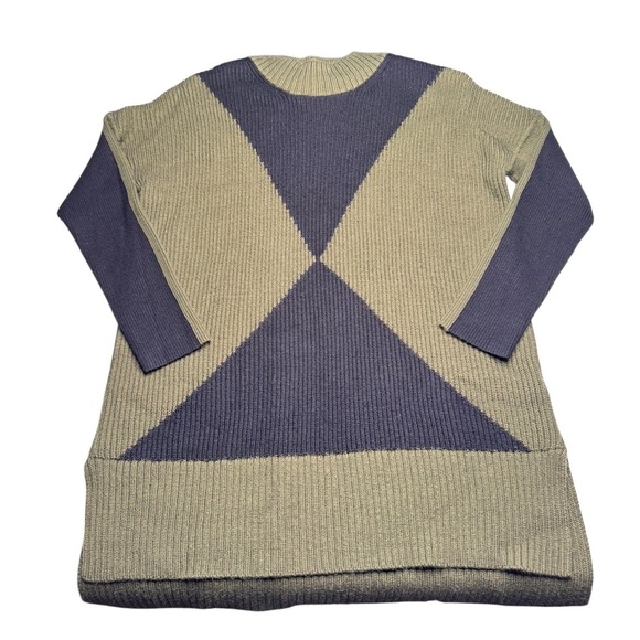 Victor Alfaro Oversized Color Block Sweater Black Green Merino Wool Blend Fall - Picture 1 of 5